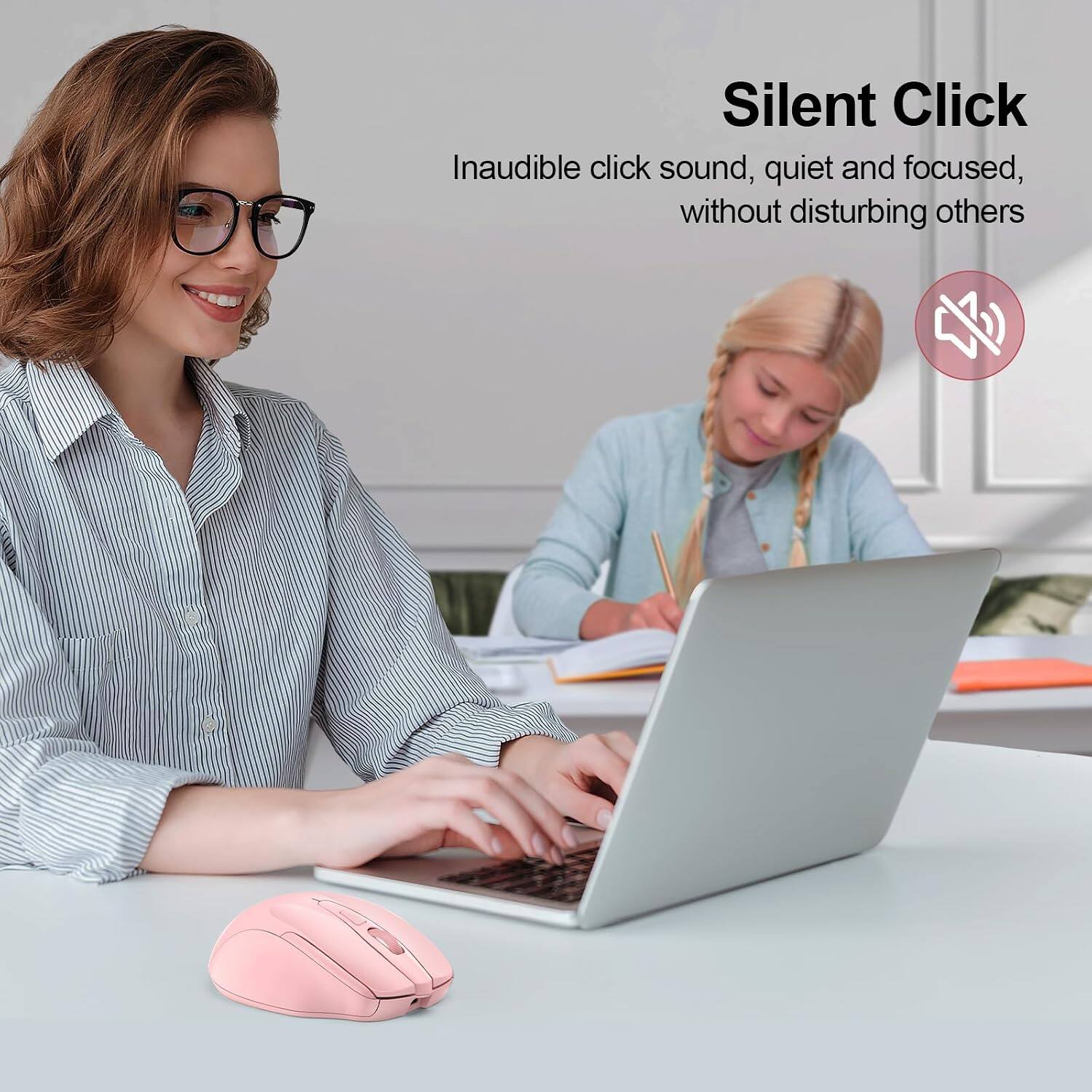 Silent Click  
Inaudible click sound, quiet and focused, without disturbing others