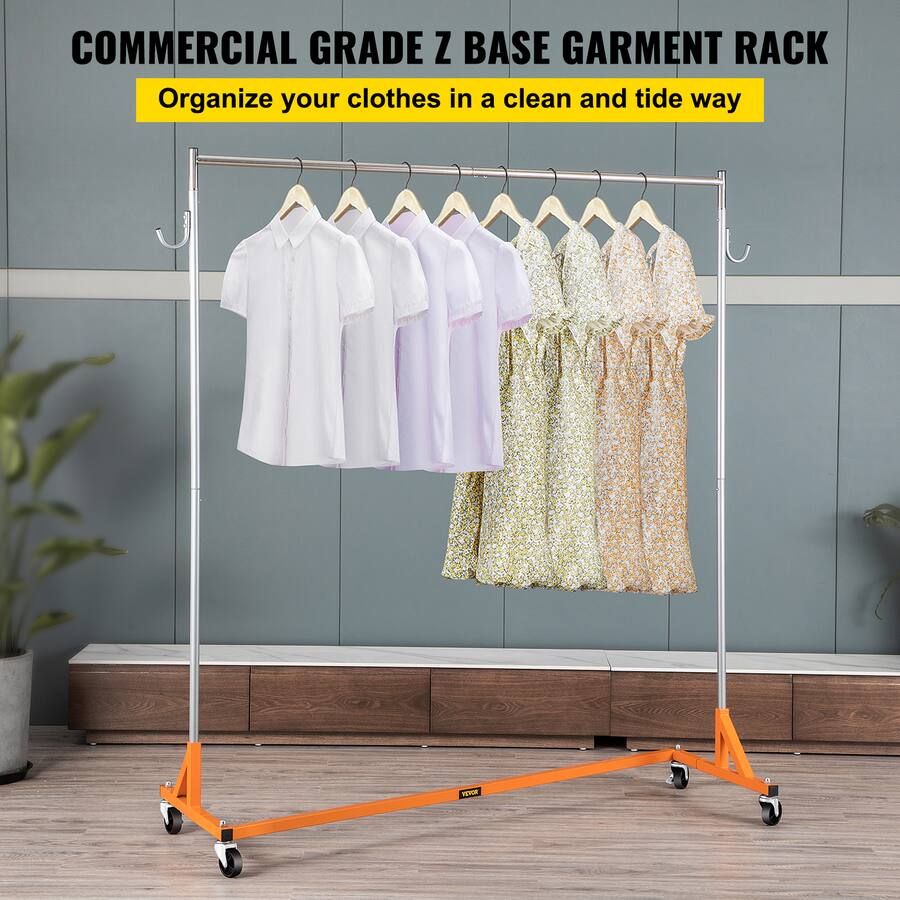Z Rails For Uniforms VEVOR Z Rack, Industrial Grade Z Base Garment Rack, Rolling Z Garment ...