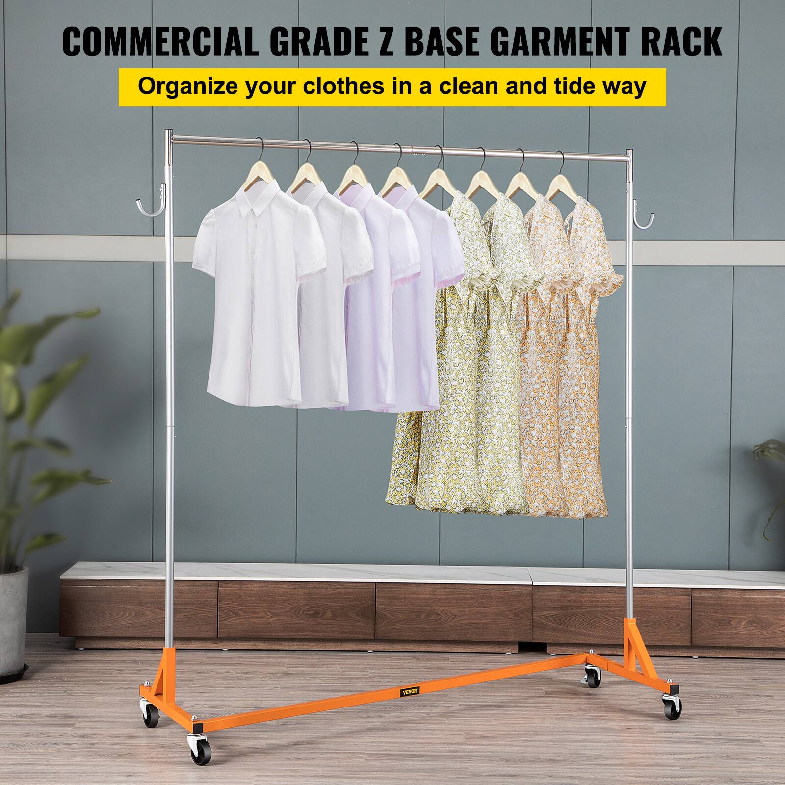 COMMERCIAL GRADE Z BASE GARMENT RACK Organize your clothes in a clean and tidy way