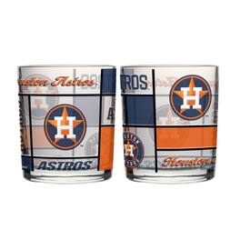Logo Brands - Houston Astros 12oz. Quilted Stained Two-Pack Rocks Glass Set - Multicolor