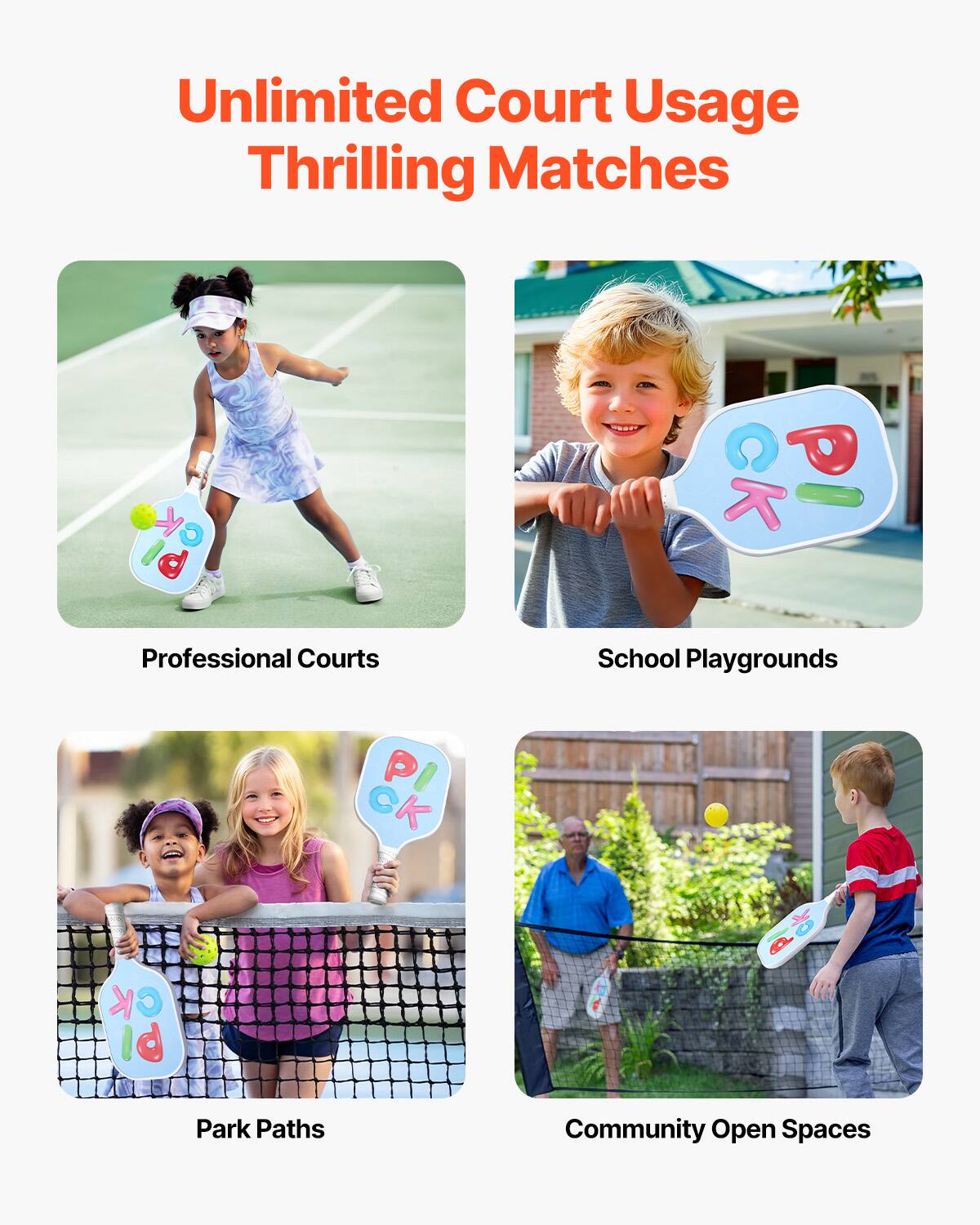 Unlimited Court Usage  
Thrilling Matches  

Professional Courts  
School Playgrounds  
Park Paths  
Community Open Spaces