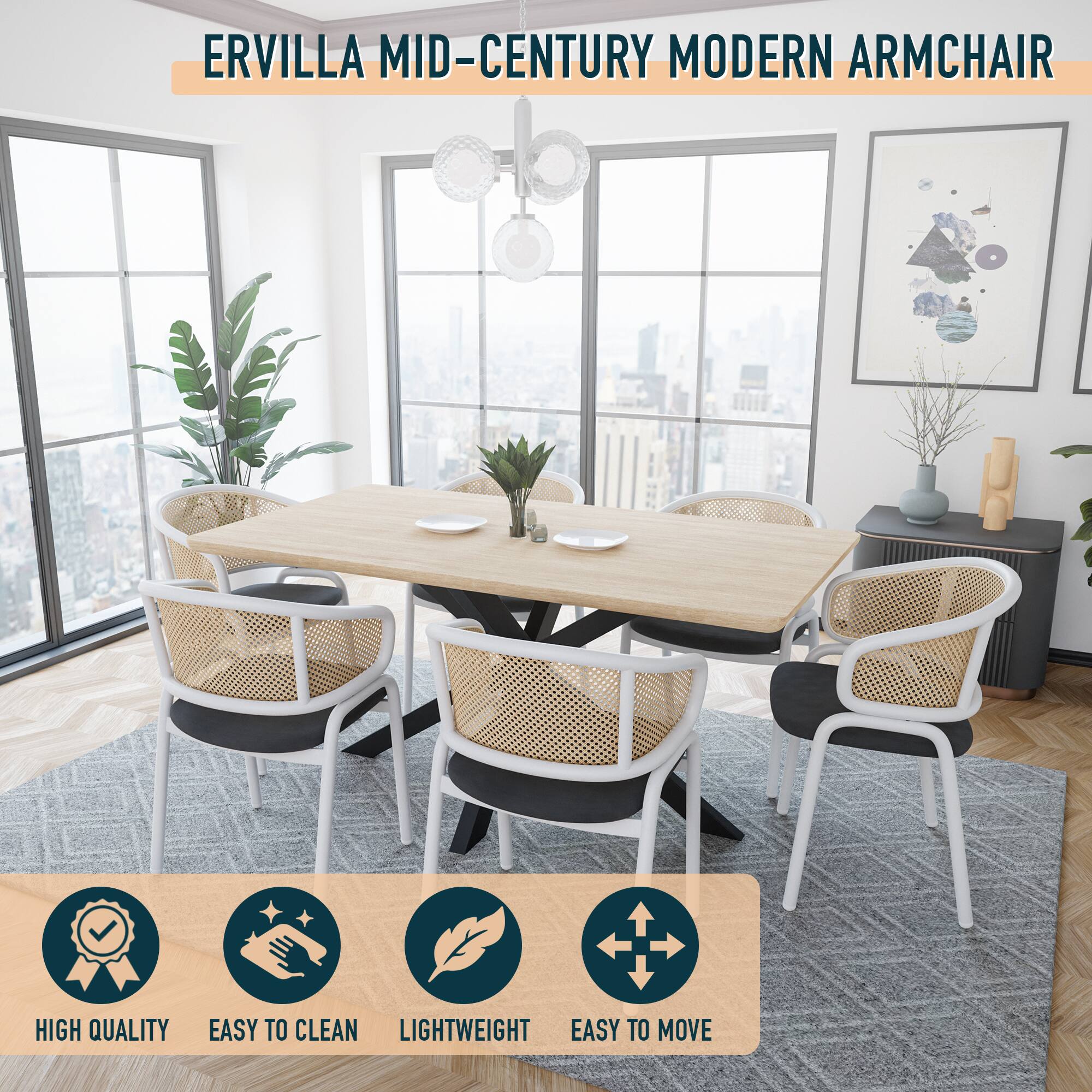 ERVILLA MID-CENTURY MODERN ARMCHAIR

HIGH QUALITY
EASY TO CLEAN
LIGHTWEIGHT
EASY TO MOVE