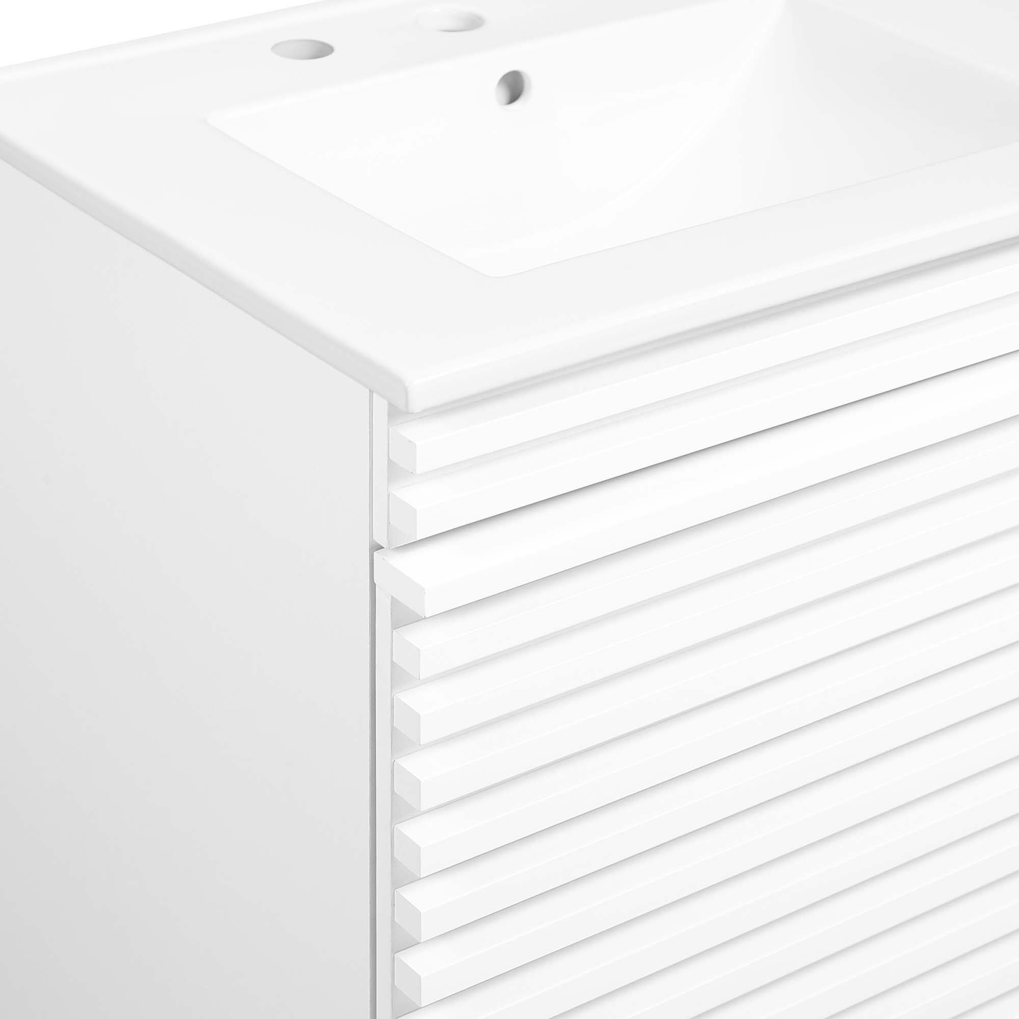 Alt View 7. Modway - Render 48" Wall-Mount Bathroom Vanity Basin Included by Modway - White White.