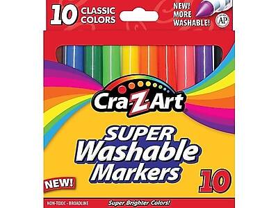 10 Classic Colors  
Cra-Z Art Super Washable Markers  
10  
New! More Washable!  
Non-Toxic - Broadline  
Super Brighter Colors!