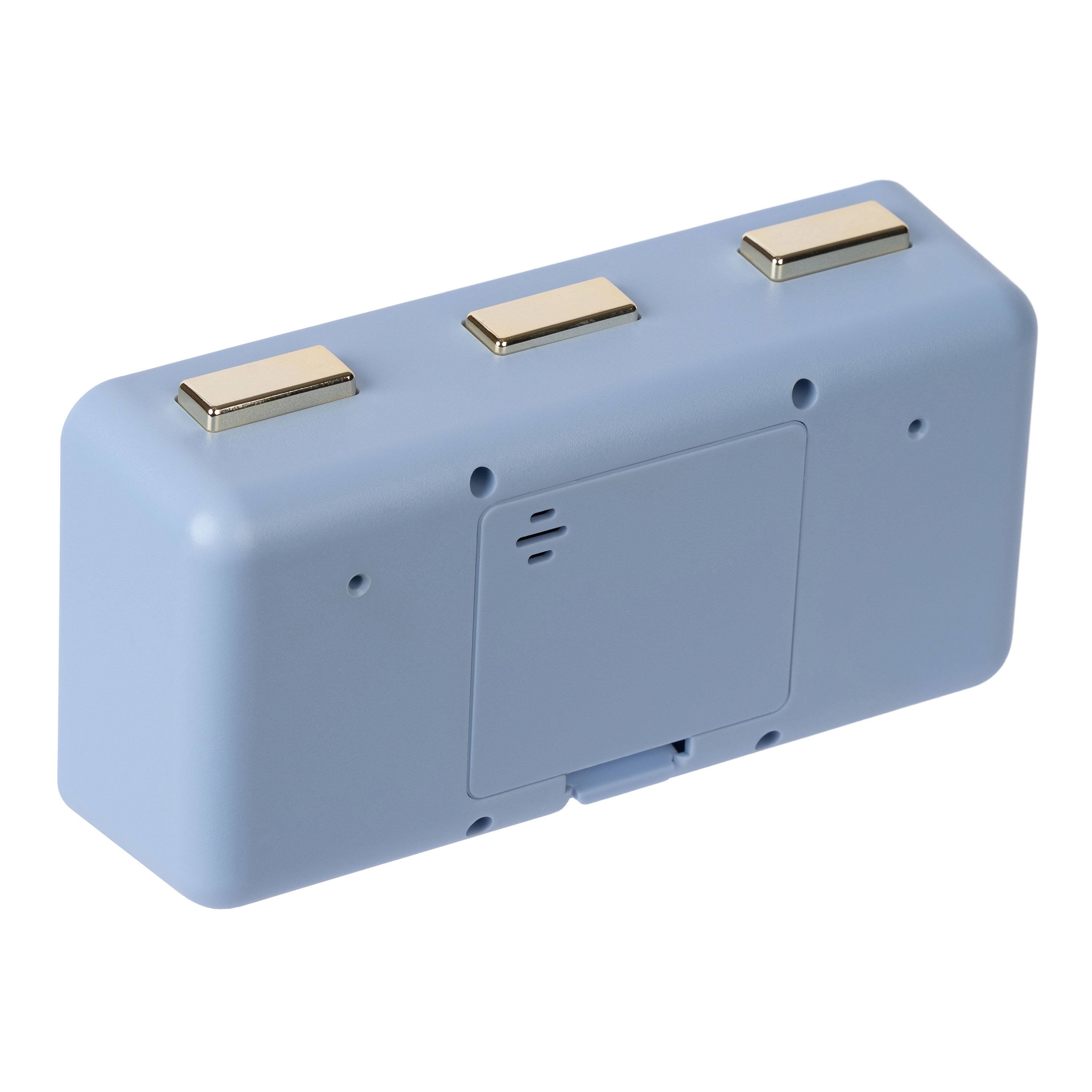 Back. La Crosse Clock Co. - Daily Flip Blue Periwinkle Tabletop Alarm Clock with Calendar - Blue Periwinkle.