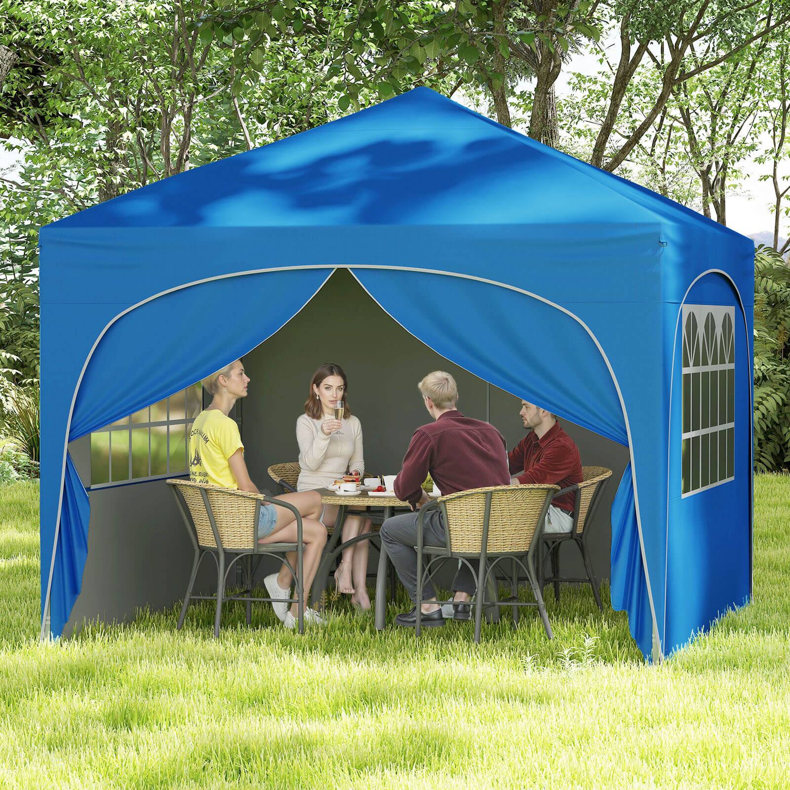Alt View 3. Costway - Costway 10 X 10 FT Pop up Canopy Tent Outdoor Easy Setup Sunshade with Wheeled Bag - Blue.