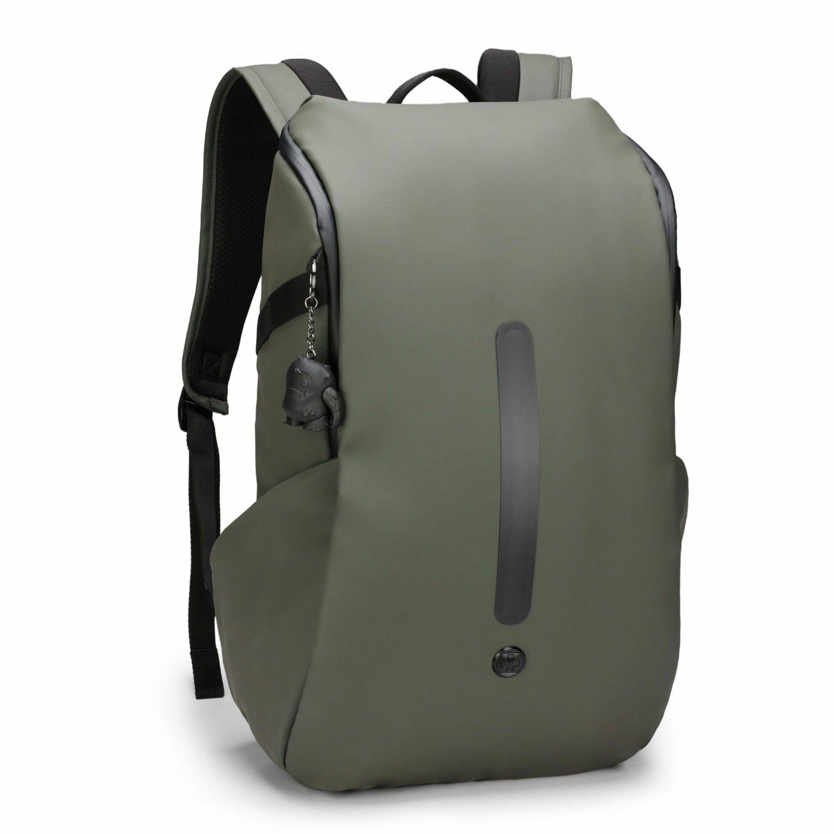Swissdigital Design - LAMONE L LED TSA-Friendly Water-Resistant Backpack With USB Charging Port RFID Protection and Fits Up to 16″ Laptop - Dark Green