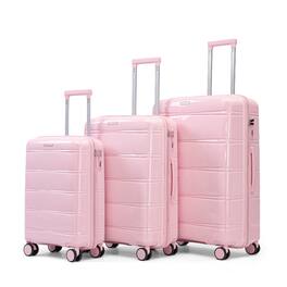 Ropilly - 3 Piece Luggage Set Hard Shell Suitcase Set with Spinner Wheels - Pink