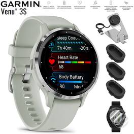 Garmin - Venu 3S GPS Smartwatch Steel with Gray Case 41mm + Charging Dock Bundle - Stainless Steel and Sage Gray - (2023)