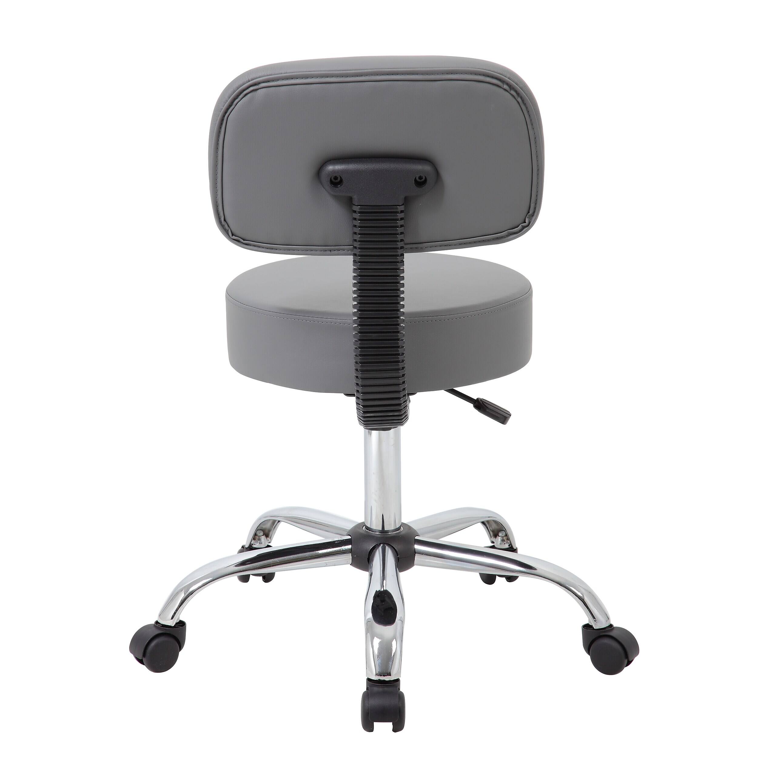 Alt View 1. Boss Office Products - Caressoft Armless Medical Stool with Backrest, Gray (B245-GY) - Gray.