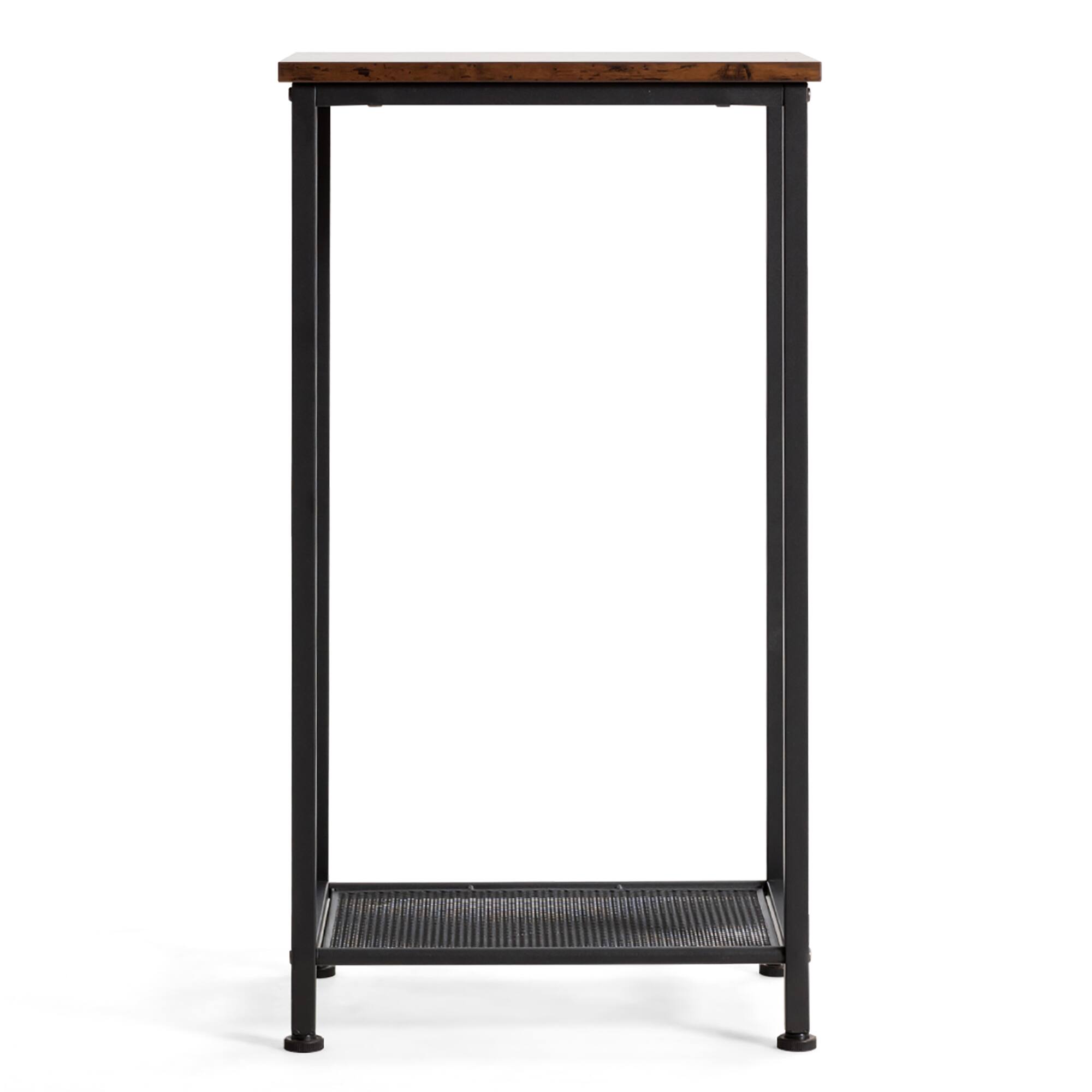 Alt View 20. Costway - 2-Tier Industrial Side End Accent Telephone Table with Mesh Shelf - Rustic Brown.