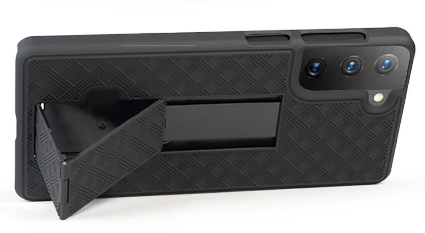 Alt View 9. Nakedcellphone - Case with Stand and Belt Clip Holster for Samsung Galaxy S21 Plus - Black.