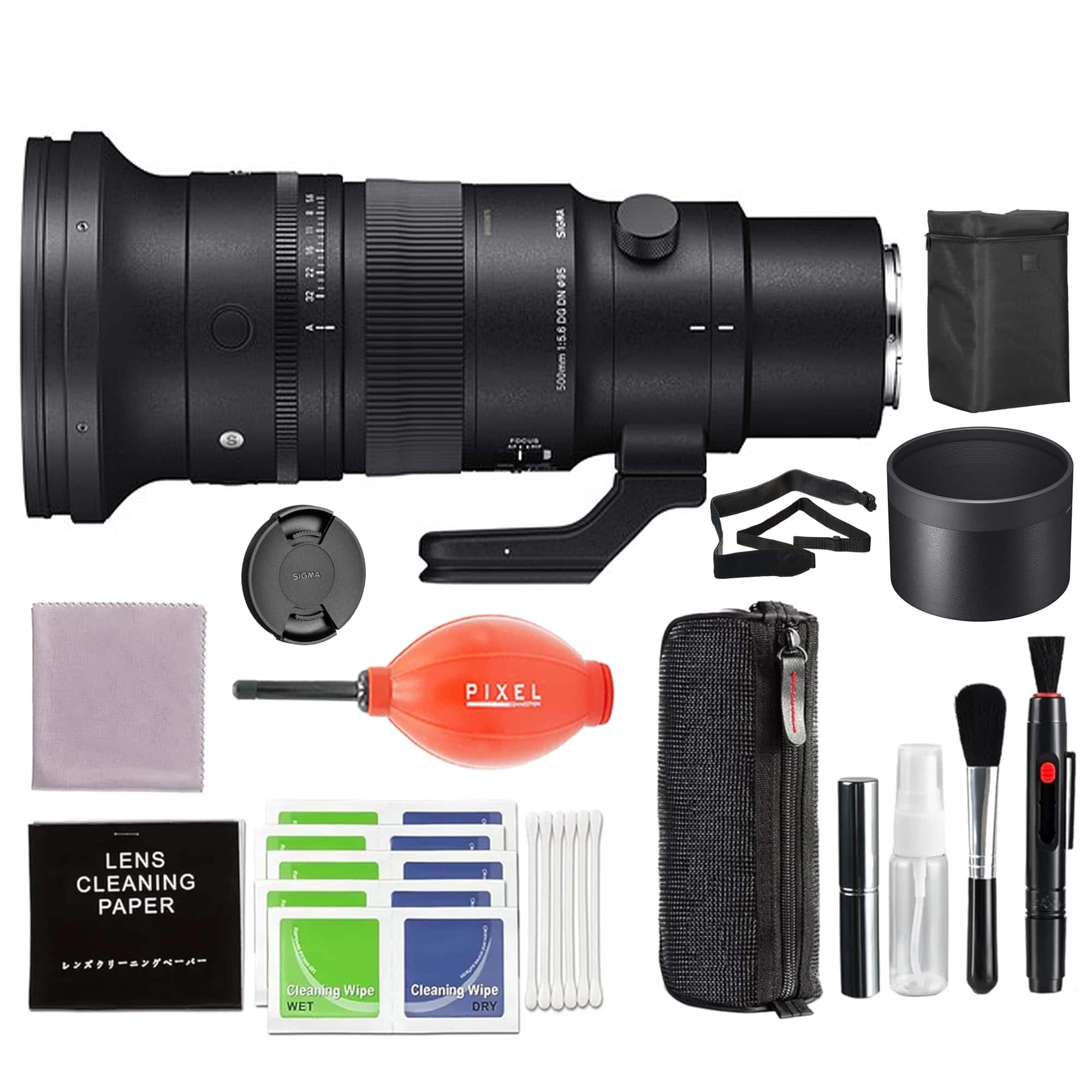 Sigma - 500mm f/5.6 DG DN OS Sports Lens for Sony-E Mount w/ Advanced Accessories Bundle | 186965 |500mm f5.6 e Mount - Black