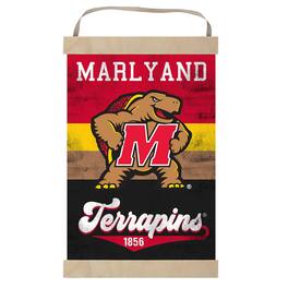 Jardine - Maryland Terrapins Retro Logo Banner Sign - Red