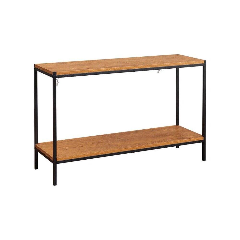 Front. Caffoz - Brooklyn Series Wood Console Table With Storage Shelf In Oak Brown - Oak.