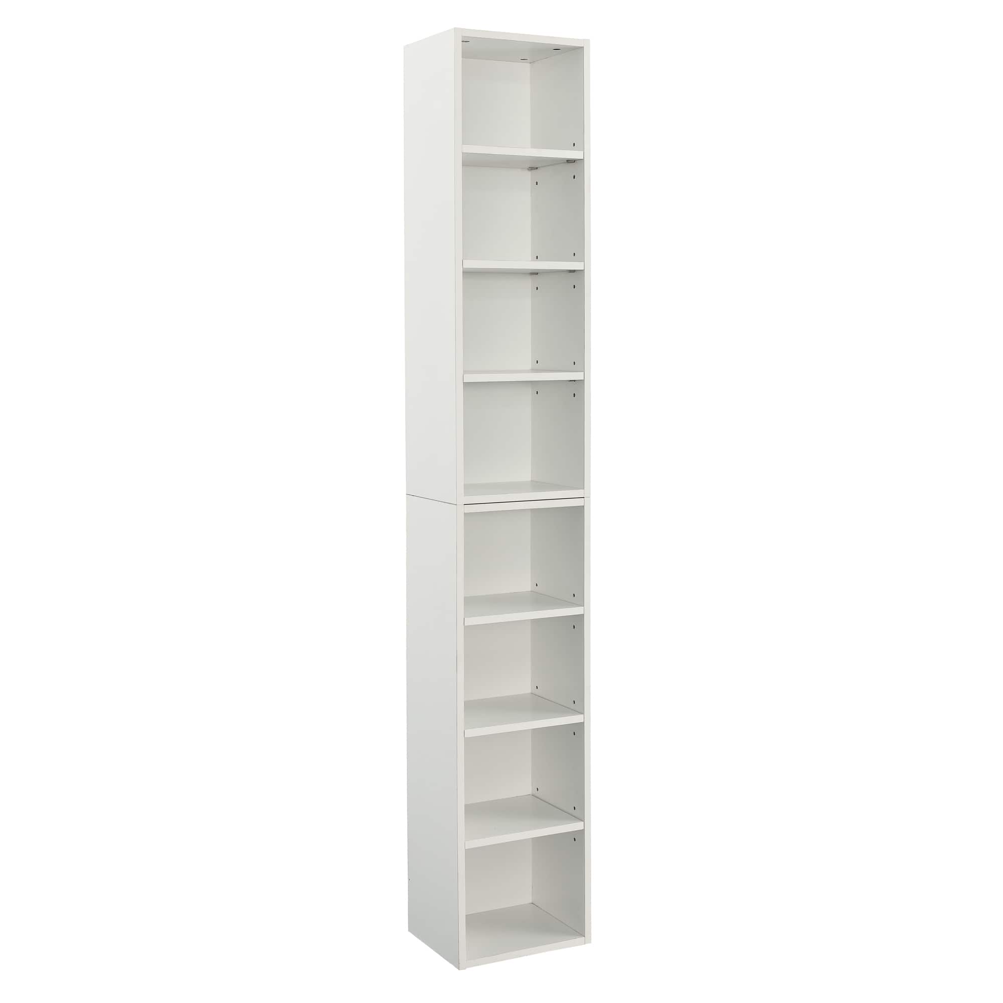 Dexmalle - Dexmalle-8-Tier Slim Media Tower Rack with Adjustable Shelves,CD DVD Storage Cabinet - White