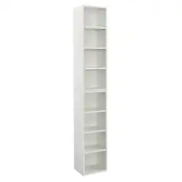 Dexmalle - Dexmalle-8-Tier Slim Media Tower Rack with Adjustable Shelves,CD DVD Storage Cabinet - White