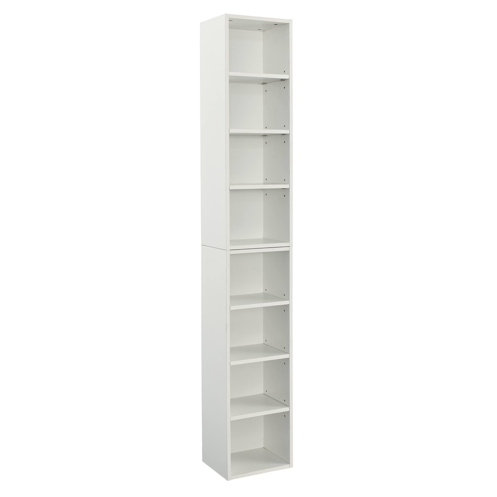 Front. Dexmalle - Dexmalle-8-Tier Slim Media Tower Rack with Adjustable Shelves,CD DVD Storage Cabinet -White - White.