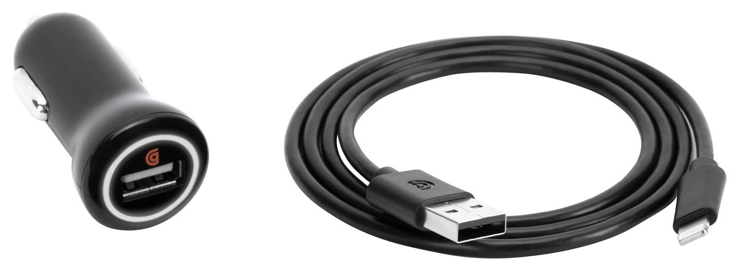 Front. Griffin - PowerJolt Vehicle Charger for Most Lightning-Enabled Apple® Devices - Black.