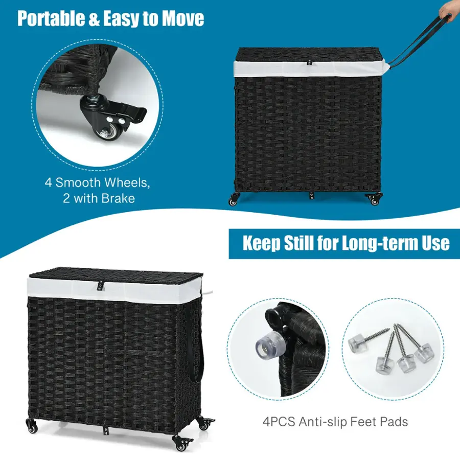 Portable & Easy to Move: 4 Smooth Wheels, 2 with Brake. Keep Still for Long-term Use: 4PCS Anti-slip Feet Pads.