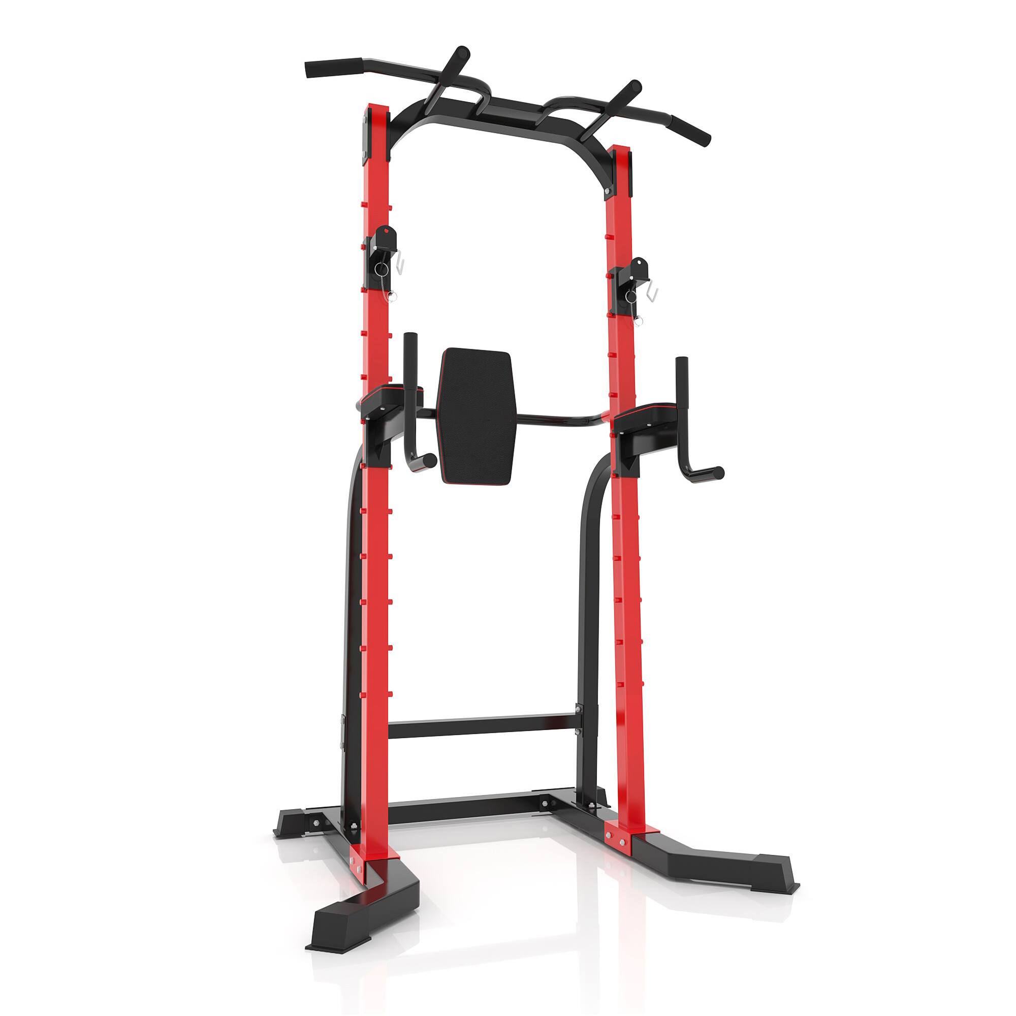 Left. Ainfox - Ainfox Pull Up Bar Station Power Tower for Home Gym Multi-Function Strength Training Workout Equipment - red.