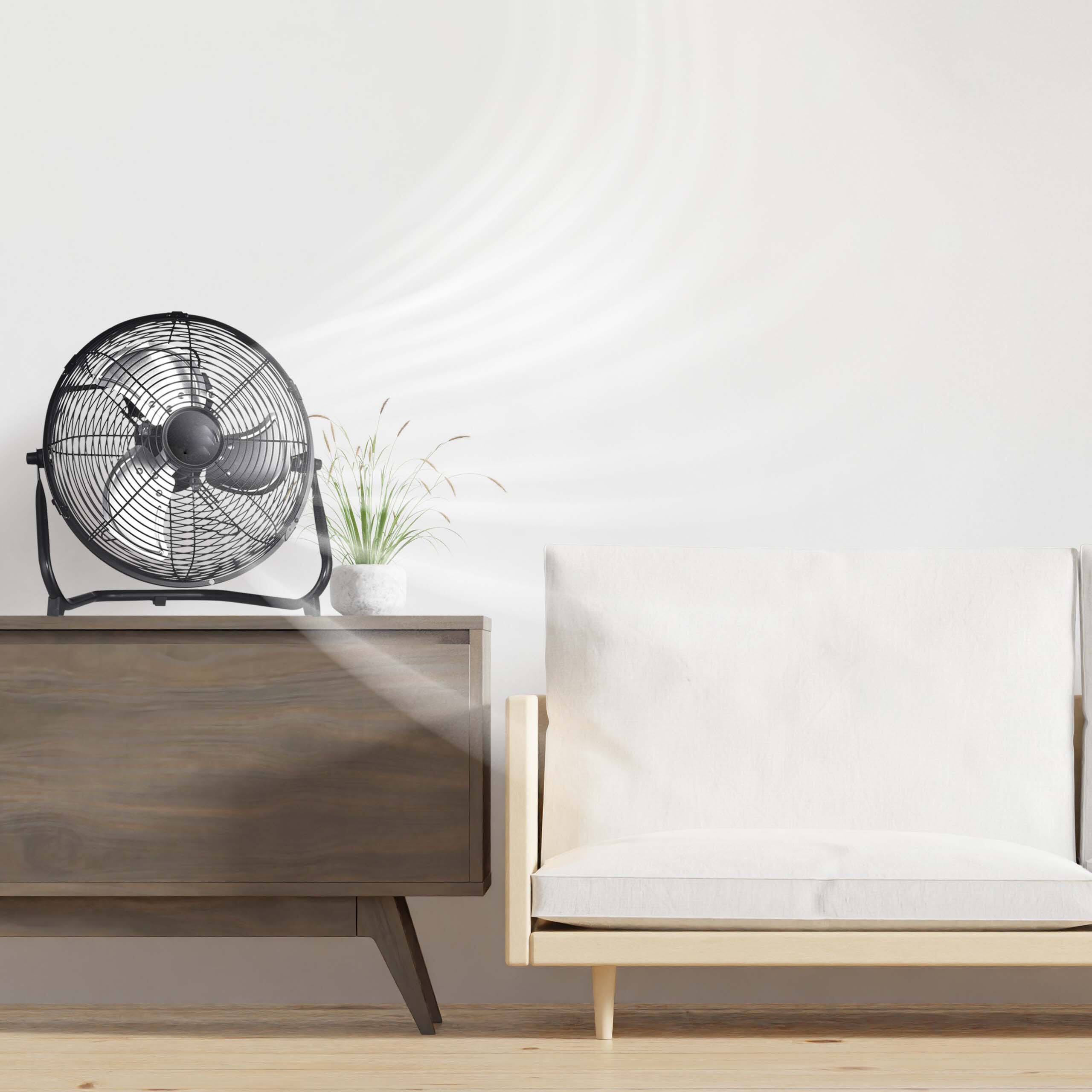 Alt View 1. Ecooso - 18 in. 3-Speed High-Velocity Industrial Heavy Duty Metal Floor Fan in Black with Tilting Head for Outdoor/Indoor Use - Black.