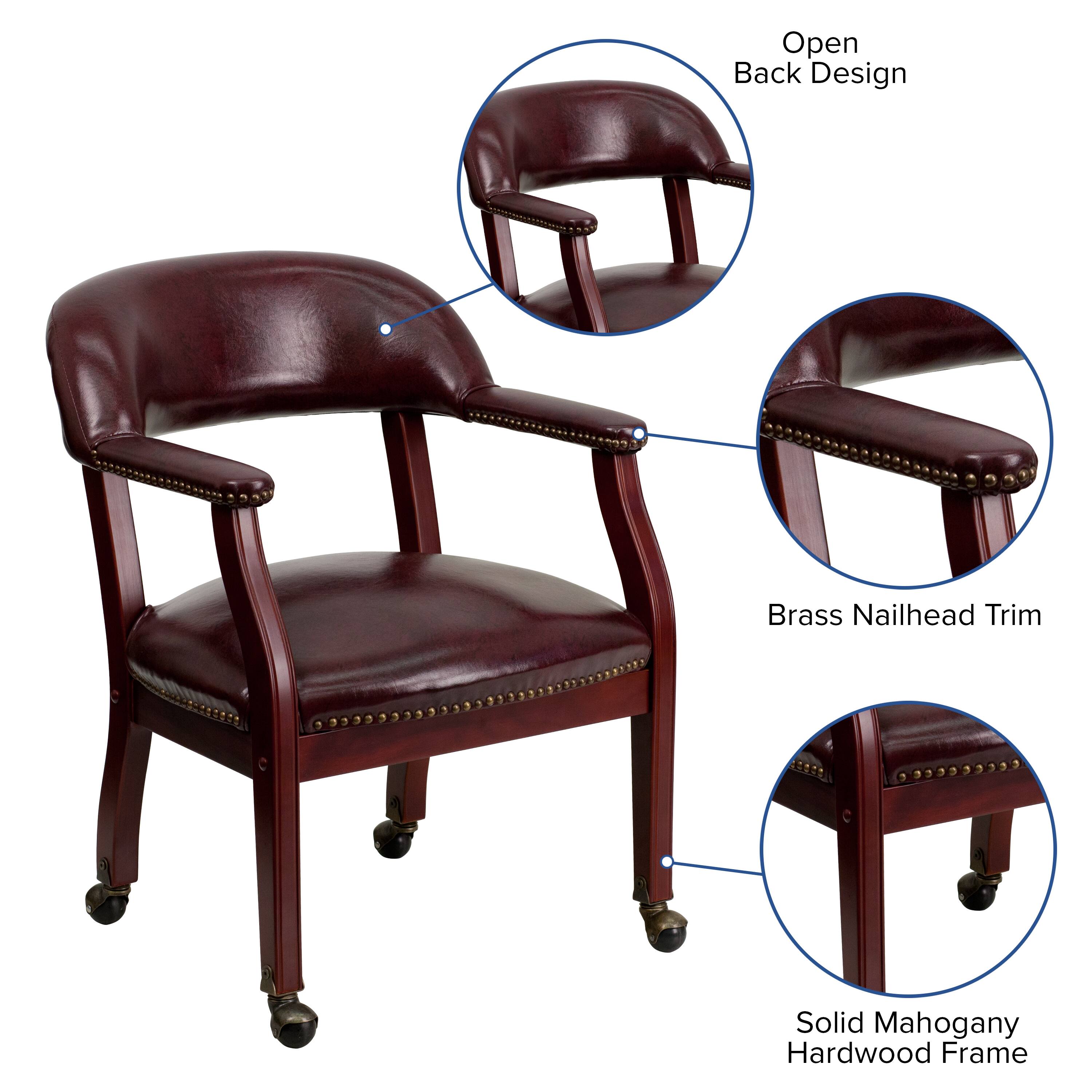 Open Back Design  
Brass Nailhead Trim  
Solid Mahogany Hardwood Frame