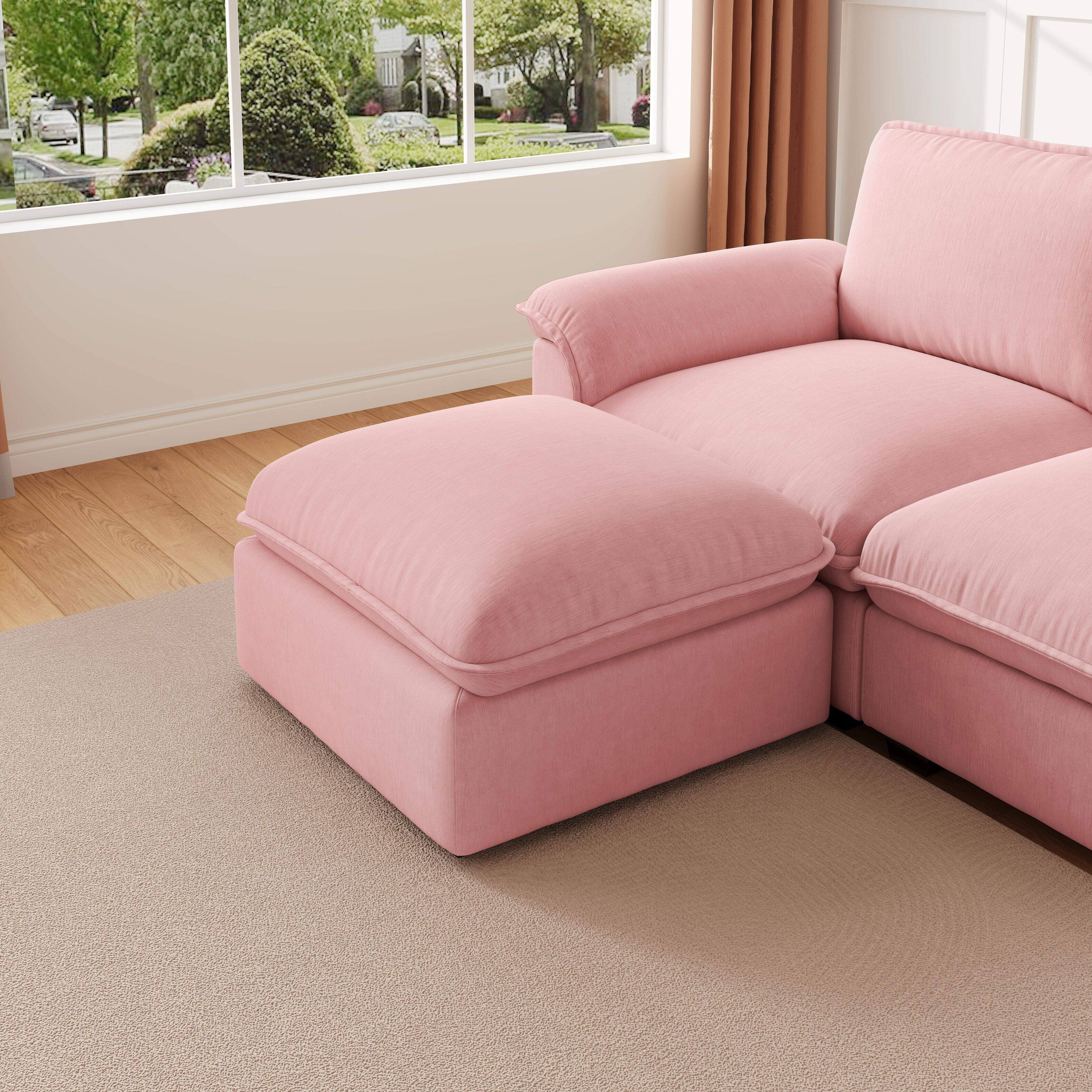Alt View 1. Roomtec - Cloud Couch Sectional for Living Room L Shaped Couch Modular Sectional Sofa Chenille Fabric for Apartment - Pink.