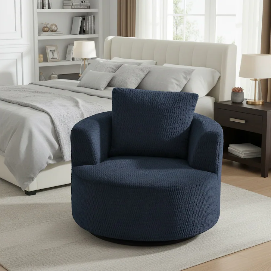 Forest'nSky Compressible 360° Swivel Accent Chair, Modern Linen Barrel ...