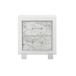 Global Furniture USA - Transitional Glam Santorini Nightstand, Metallic - White