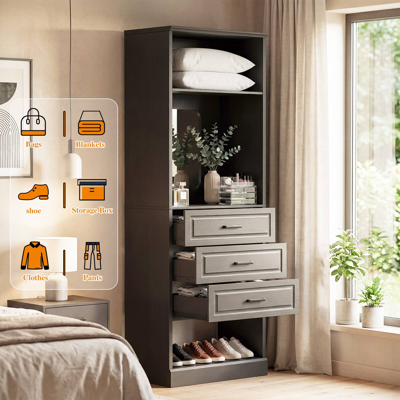 Bags  
Blankets  
Shoe  
Storage Box  
Clothes  
Pants