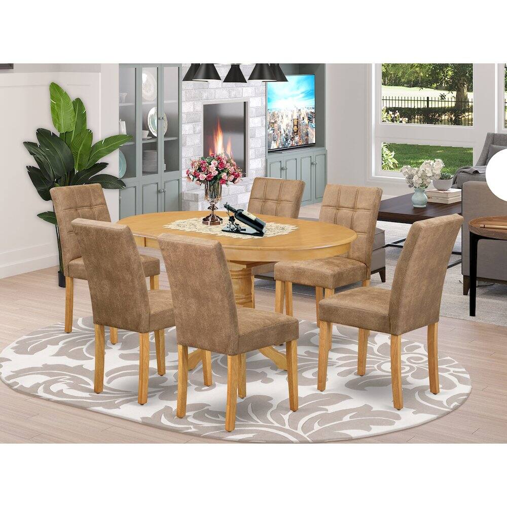 Alt View 9. East West Furniture - 7 Piece Kitchen Dining Table Set consists A Wood Table - Brown.