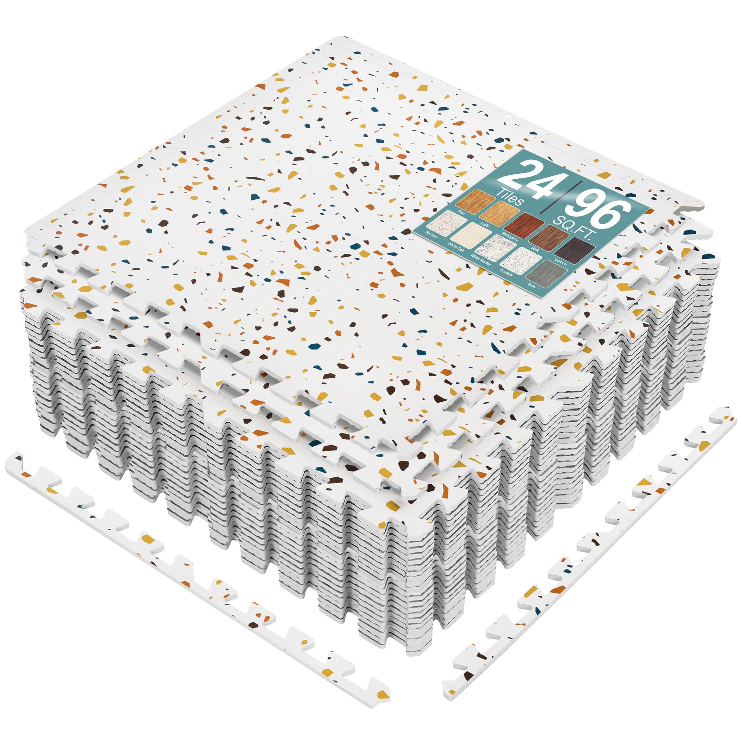 Sorbus - 96 Sq. Ft. Wood Grain Floor Tiles Foam Mat EVA Interlocking Mats Tile 3/8-Inch Thick Flooring Wood Mats w/Borders - Confetti price history on PriceWatchPro