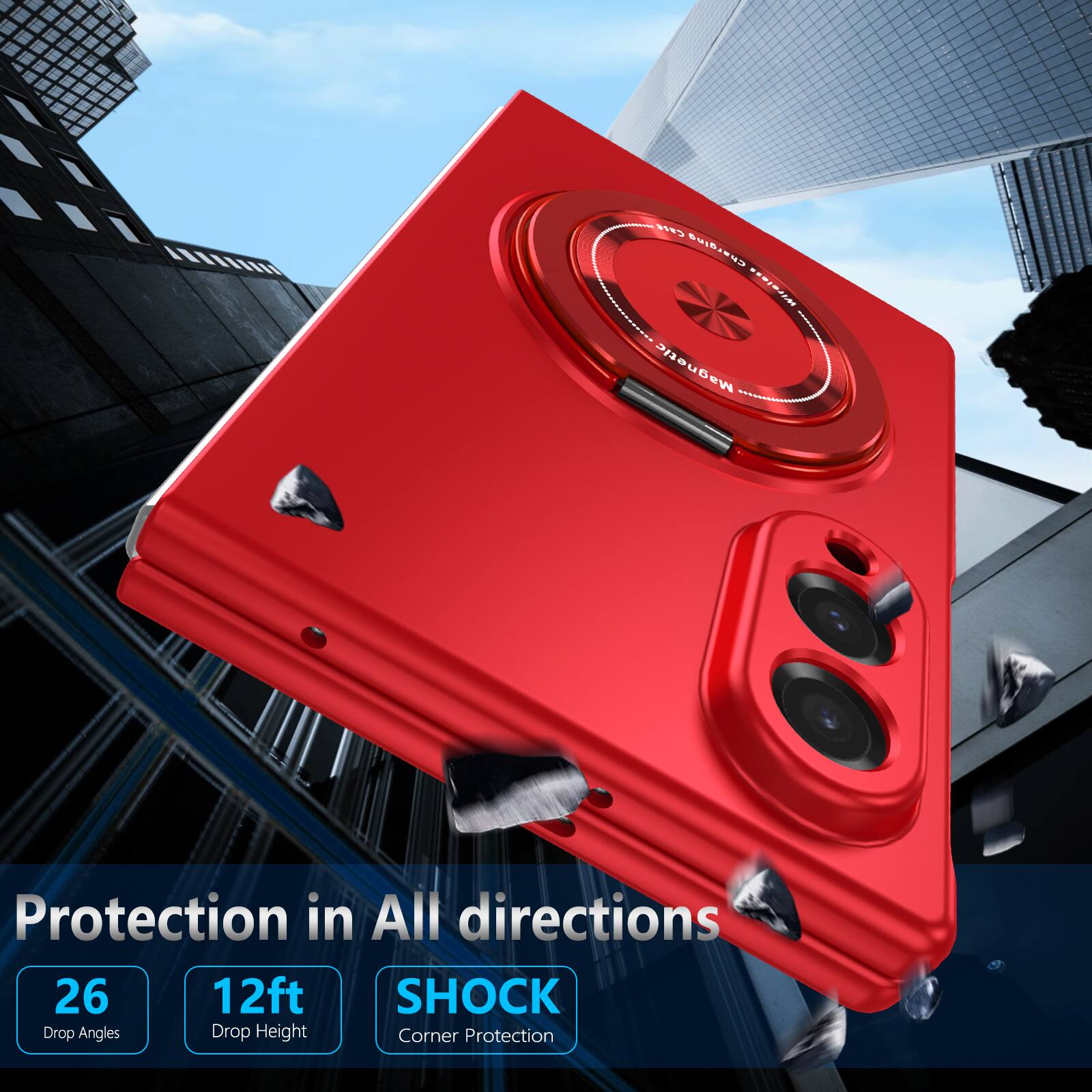 CRIE Charging Wireless Magnetic  
Protection in All directions  
26 Drop Angles  
12ft Drop Height  
SHOCK Corner Protection