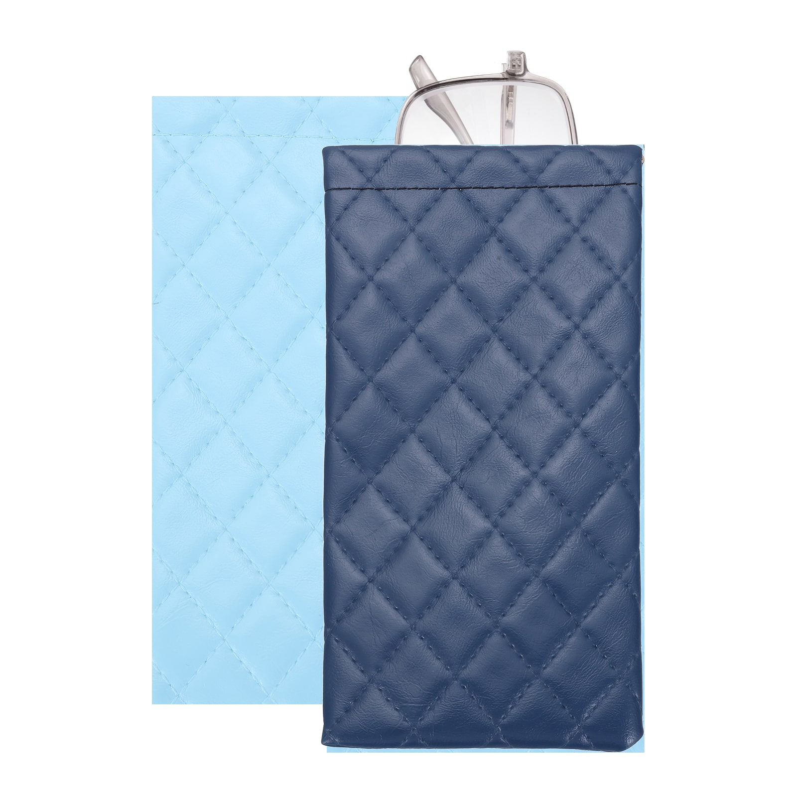 Unique Bargains - 2pcs Squeeze Top Sunglass Pouch, Lattice PU Leather Soft Eyeglass Pouch, Portable Travel Storage for Women/Men - Blue/Dark Blue price history on PriceWatchPro