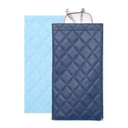 Unique Bargains - 2pcs Squeeze Top Sunglass Pouch, Lattice PU Leather Soft Eyeglass Pouch, Portable Travel Storage for Women/Men - Blue/Dark Blue