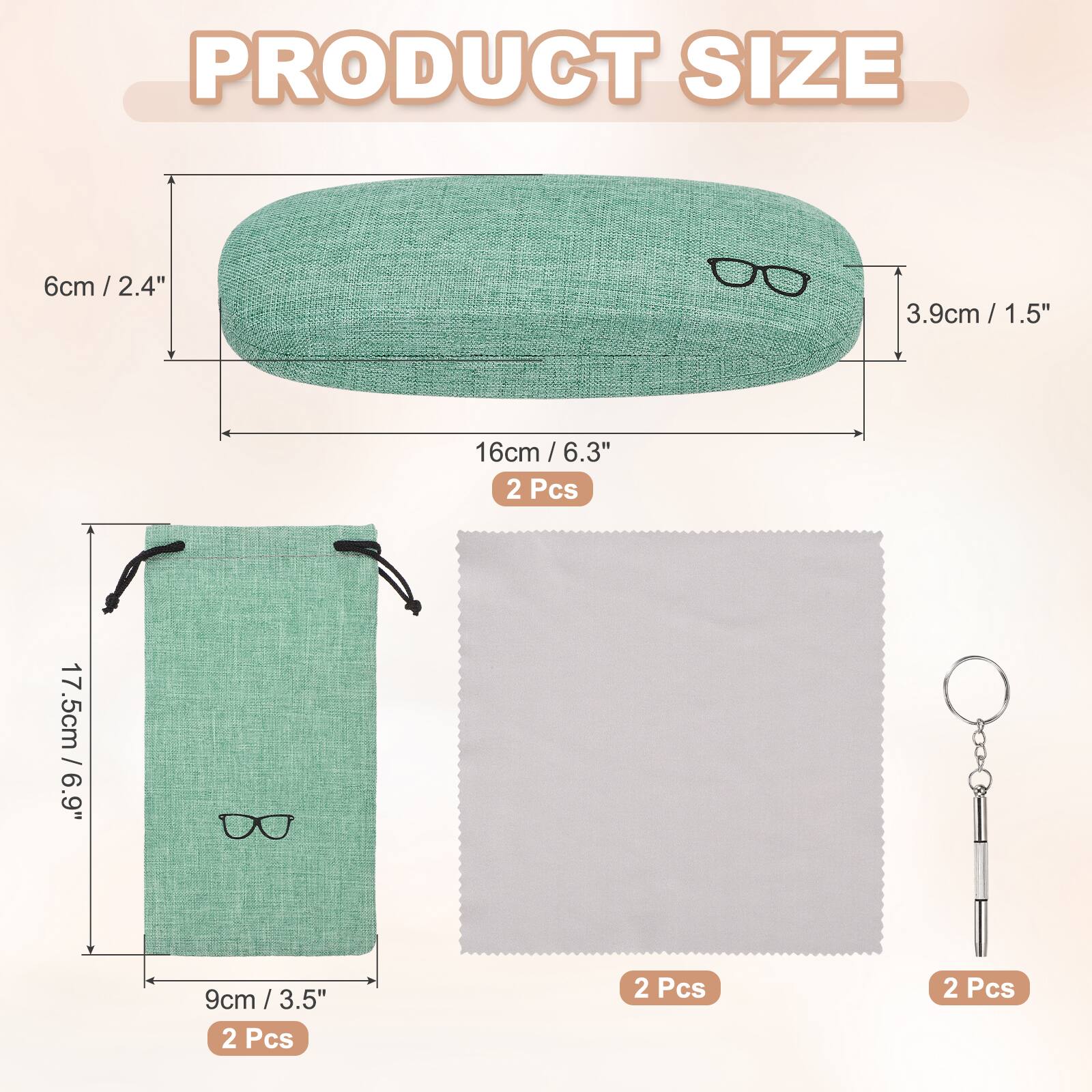 PRODUCT SIZE

- 6cm / 2.4" x 3.9cm / 1.5" x 16cm / 6.3" (2 Pcs)
- 17.5cm / 6.9" x 9cm / 3.5" (2 Pcs)
- 2 Pcs
- 2 Pcs