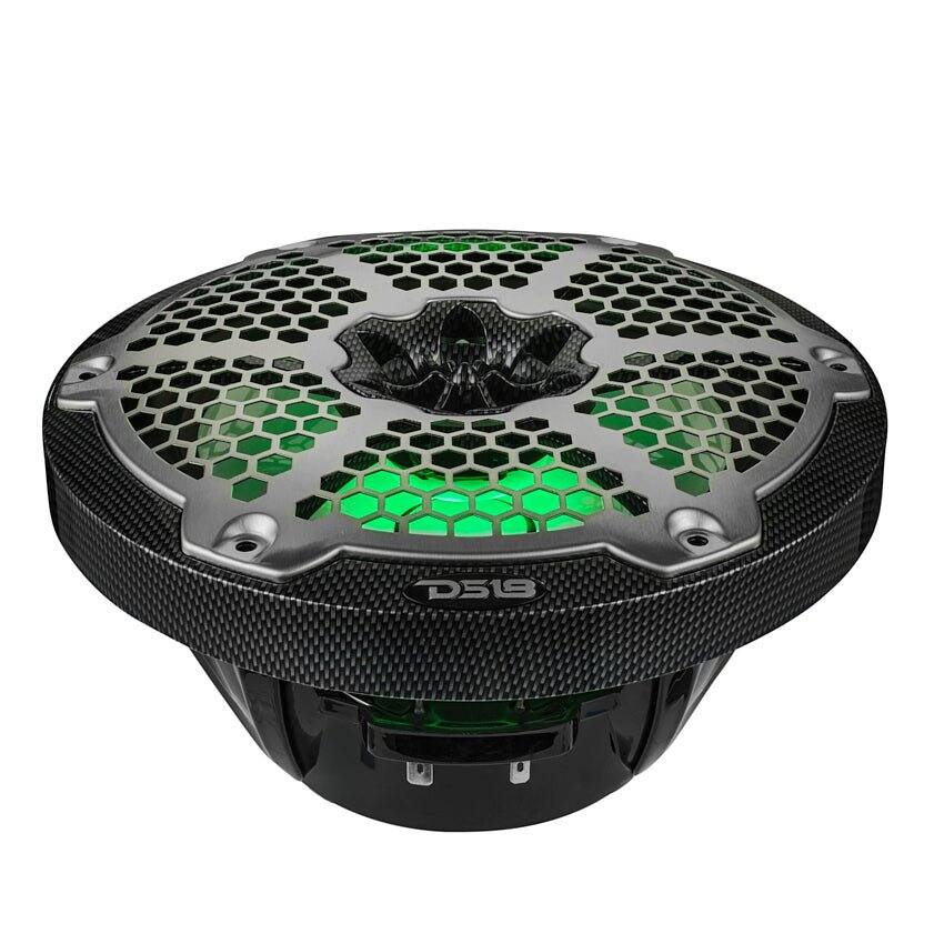 Alt View 3. DS18 Audio - NXL 8" 2-way Coaxial Speaker with RGB LED Lights, Built-in Driver and Grille (Pair), 125W RMS 4-Ohm.