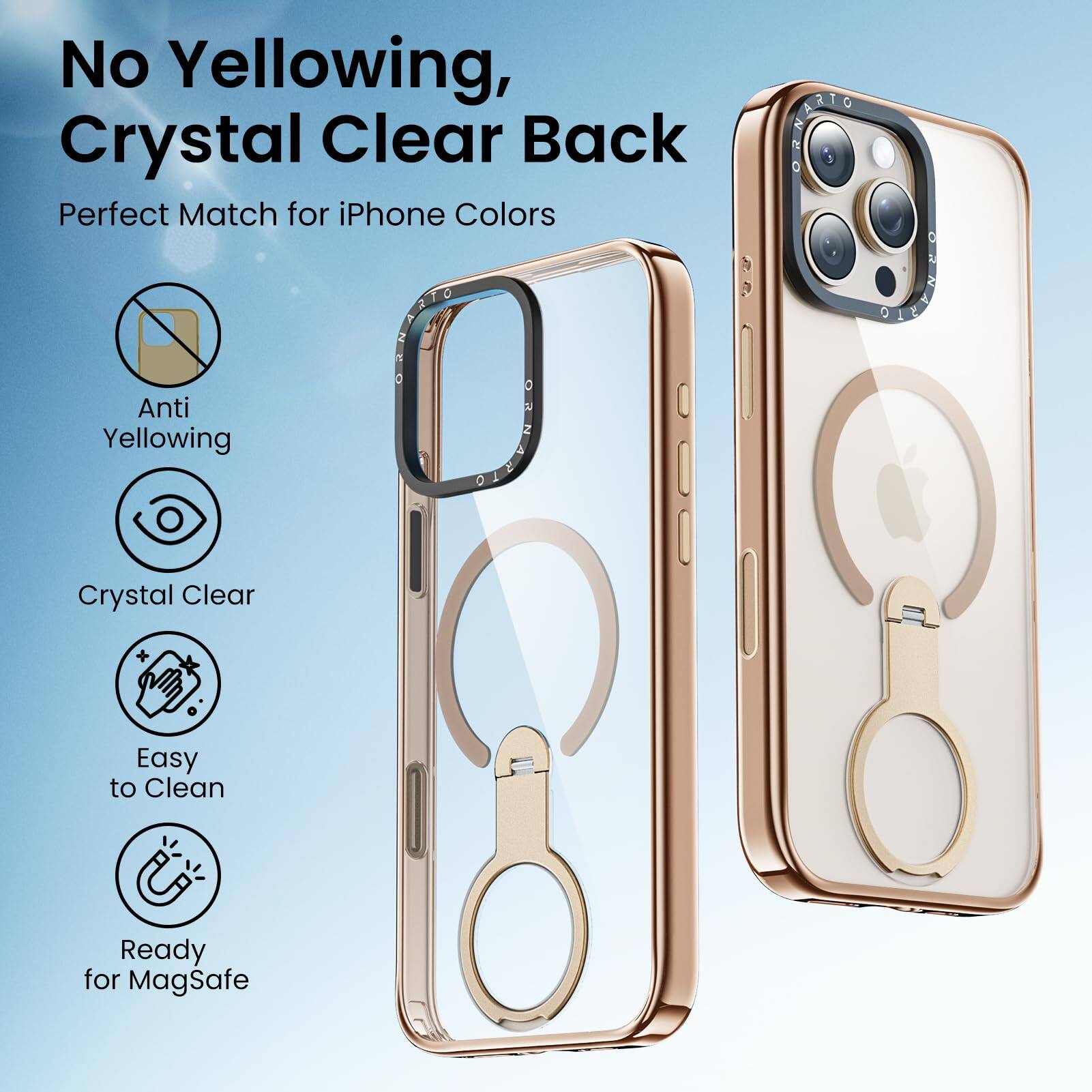 No Yellowing, Crystal Clear Back
Perfect Match for iPhone Colors
Anti Yellowing
Crystal Clear
Easy to Clean
Ready for MagSafe
