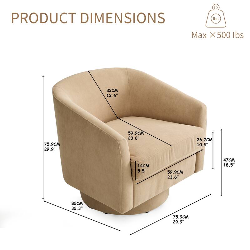 PRODUCT DIMENSIONS  
Max × 500 lbs  

- 32CM 12.6"  
- 75.9CM 29.9"  
- 59.9CM 23.6"  
- 26.7CM 10.5"  
- 14CM 5.5"  
- 47CM 18.5"  
- 82CM 32.3"  
- 75.9CM 29.9"