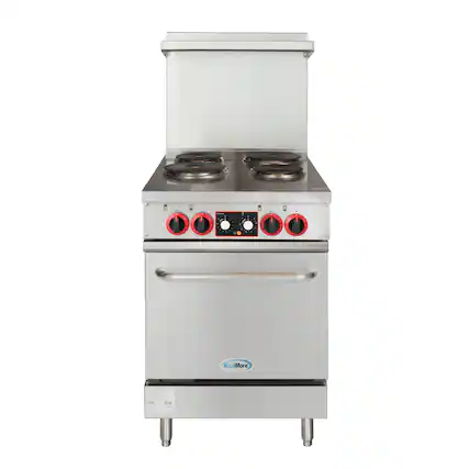 Front. Koolmore - 24 In. Commercial Electric Range with 4 Burners and 1 Standard Electric Oven in Stainless Steel - 208V 3 Phase - Stainless-Steel.