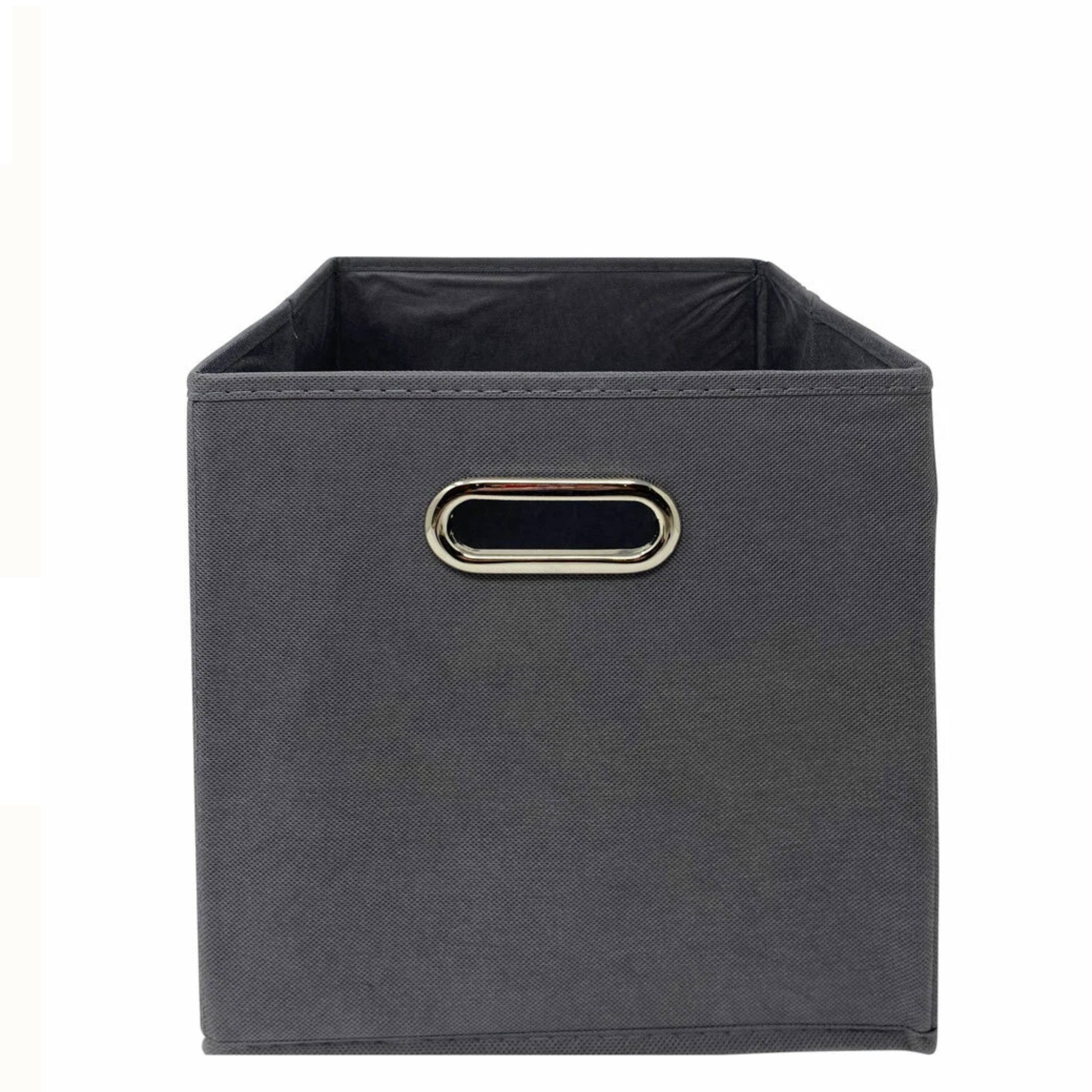 Back. Kitcheniva - Fabric Storage Cube Bins Organizer Basket Containers Fabric Handle Large 13" 6 Pack Dark Gray.