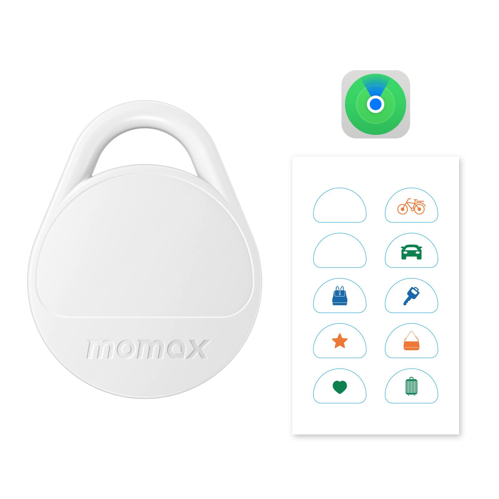 Alt View 8. Momax - MOMAX Tracker Electronics Key Finder Luggage Tracker, Backpack, Wallet, Pets Works with Apple Find My iOS Only White - White.