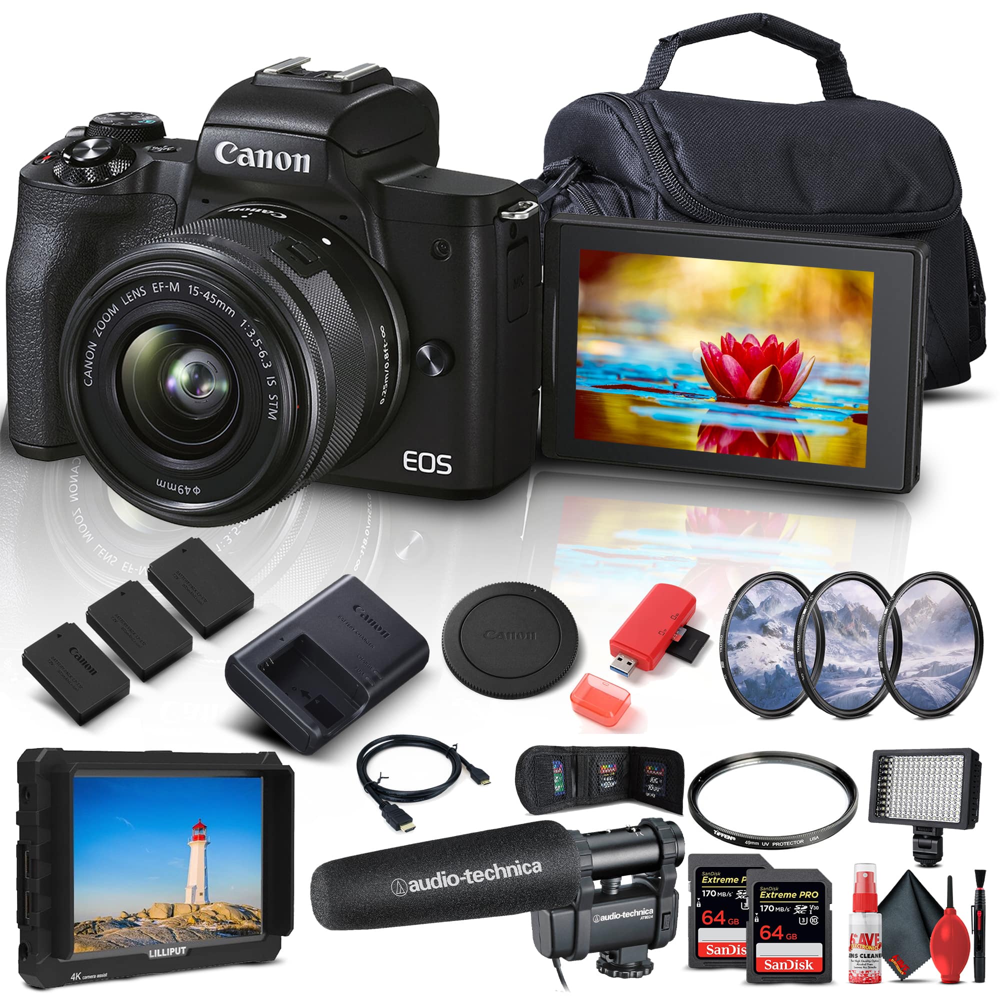 Canon - EOS M50 Mark II Mirrorless Camera with 15-45mm Lens (4728C006) - Bundle
