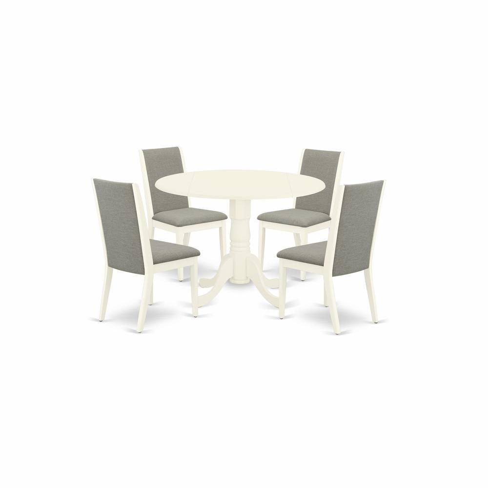 Back. East West Furniture - Dining Room Set Linen White - Brown.
