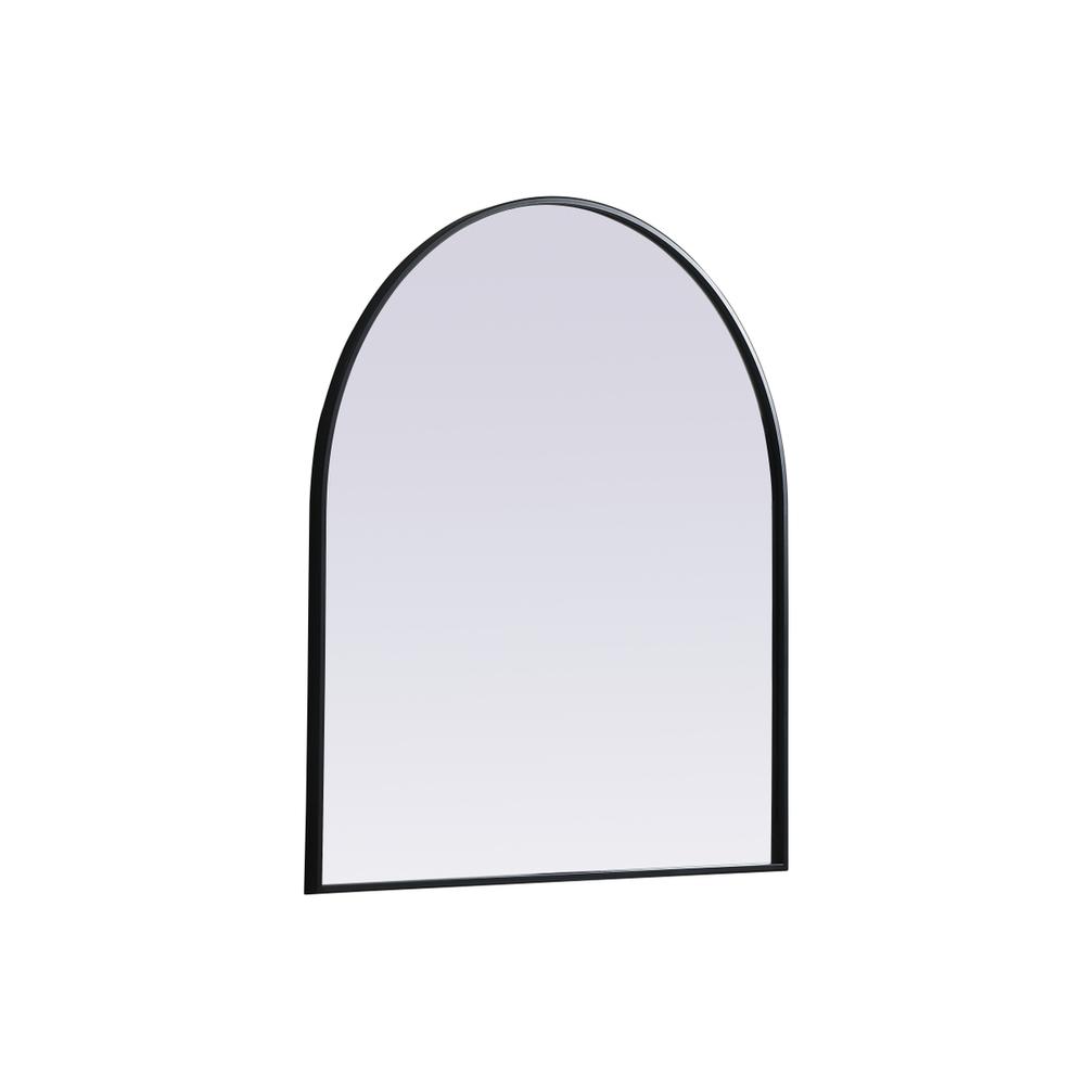 Left. Elegant Decor - Metal Frame Arch Mirror 33x36 Inch in Black - Black.