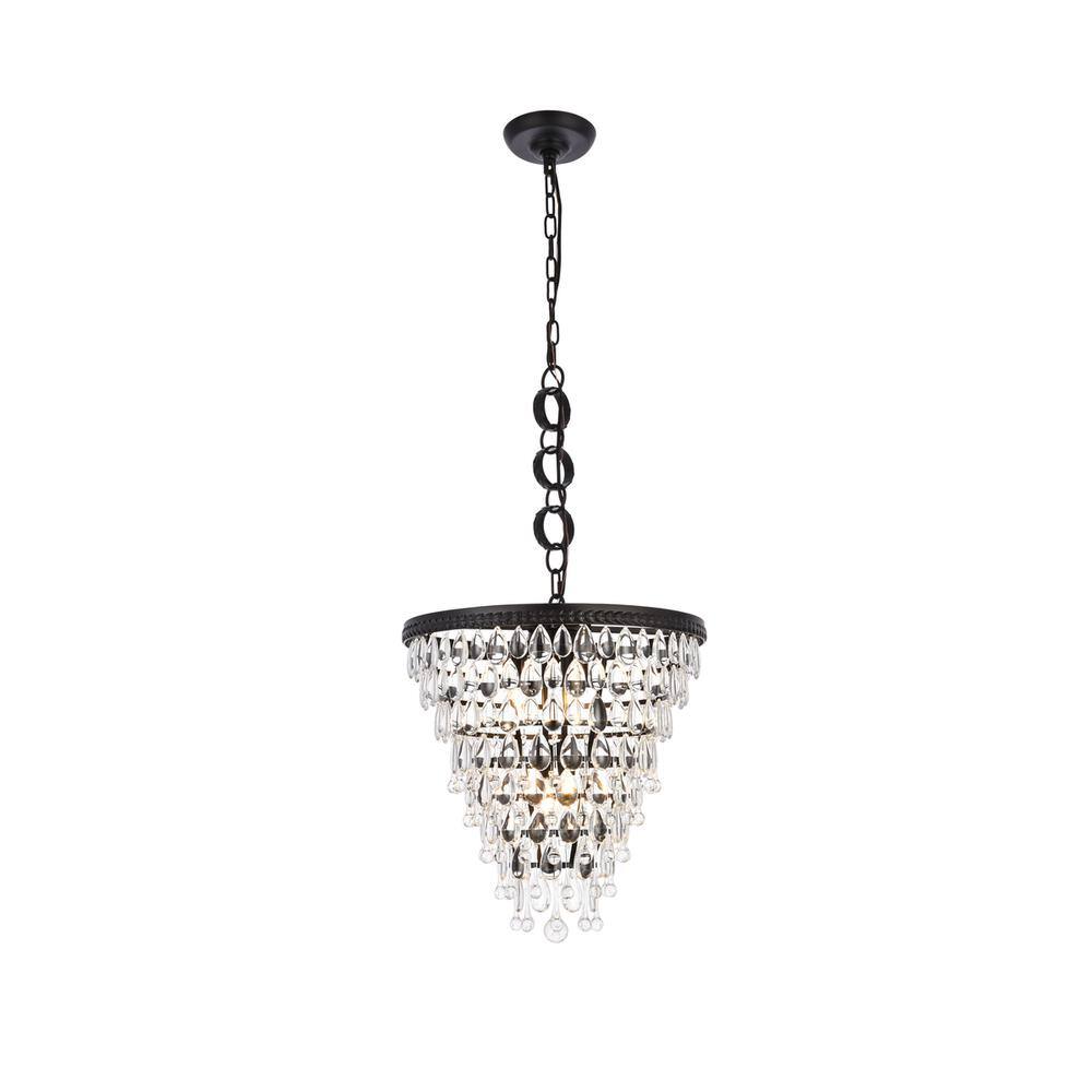 Alt View 5. Elegant Lighting - Nordic 5 lights black pendant - Black And Clear.
