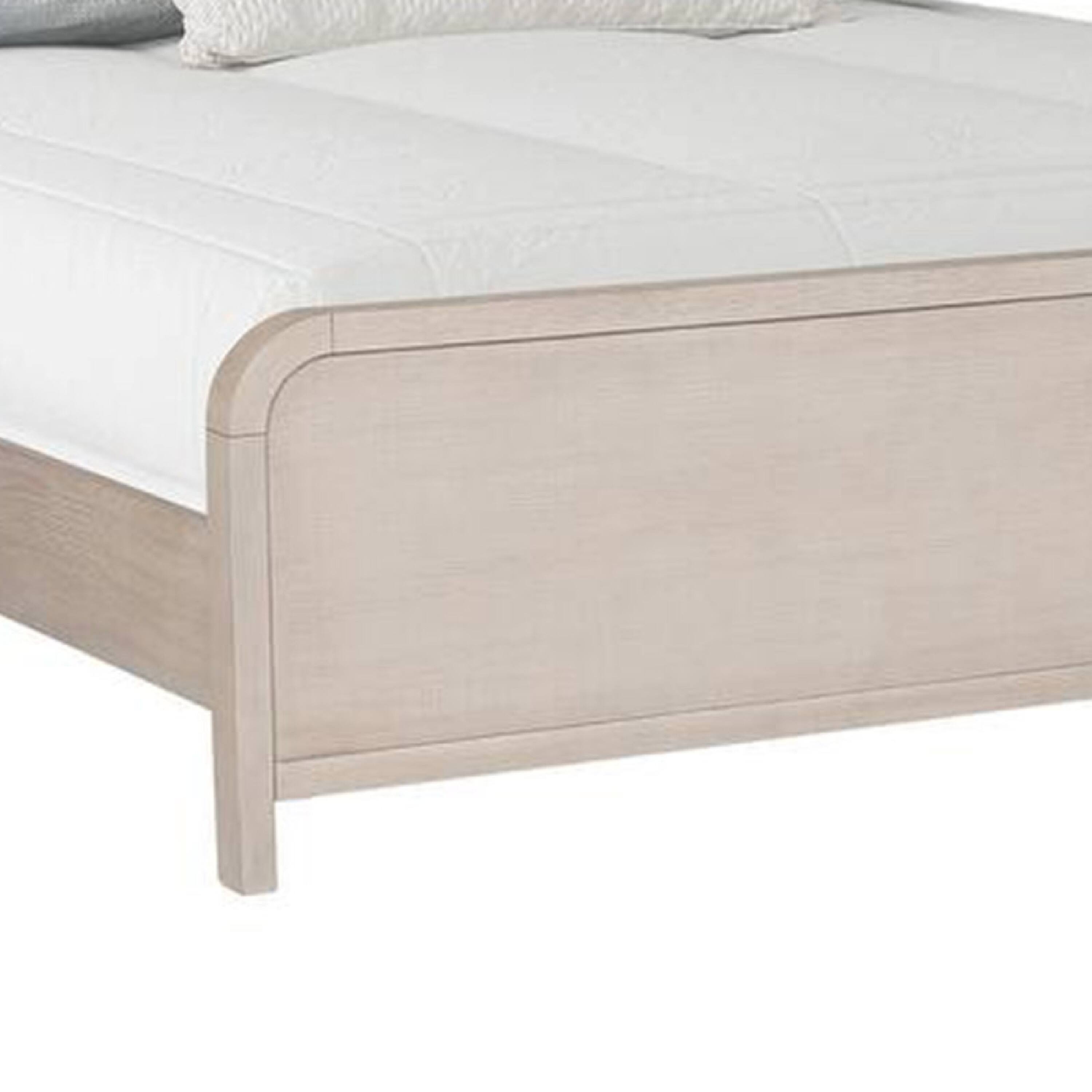 Alt View 3. Manhattan Lane - Giva Queen Bed, Rounded Edges, Natural Oak Beige, Solid Rubberwood - Natural Oak Beige Brown.
