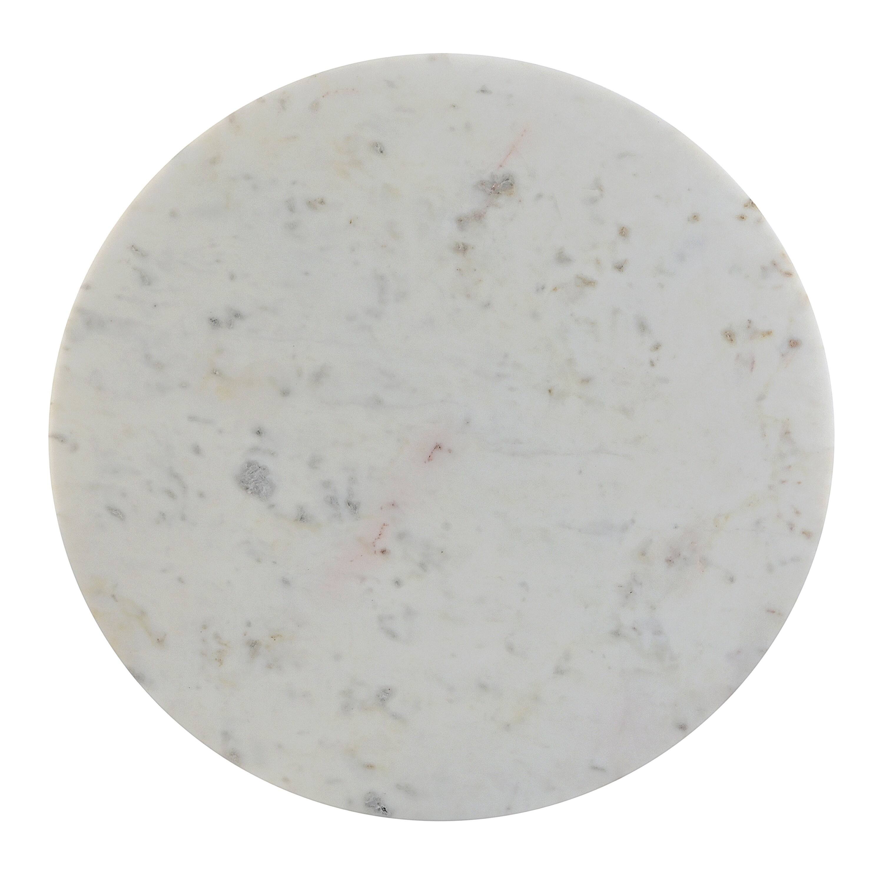 Alt View 4. Manhattan Lane - Ivy 30 Inch Marble Top Round Coffee Table with Metal Frame - White and Black.