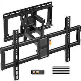 Perlesmith - Full Motion TV Wall Mount for 37"–86" TVs, up to 132 lbs - Black